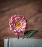 Pink Aster Crochet Bookmark - Image 1