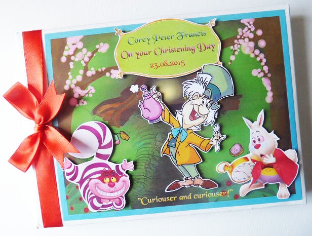 Mad Hatter Birthday Guest Book, Alice in Wonderland birthday guest book