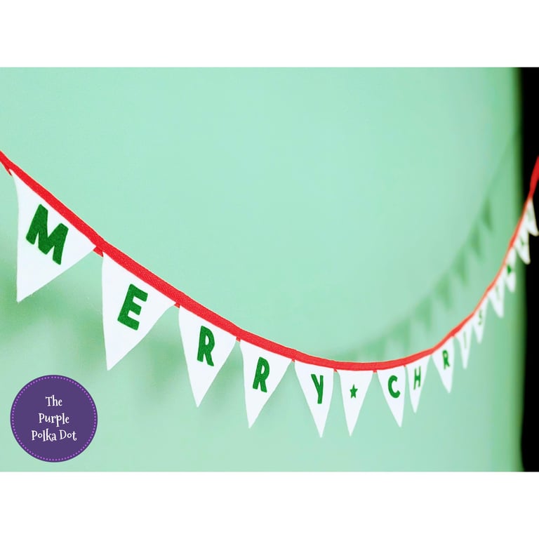 Merry Christmas bunting handmade from wool blend felt
