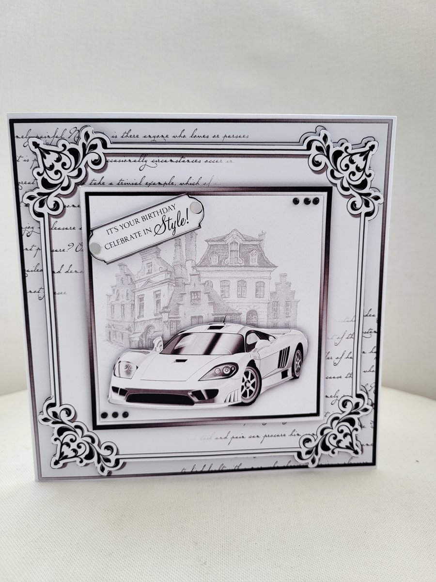 Sports car birthday card, birthday card for him. Sports car lovee card