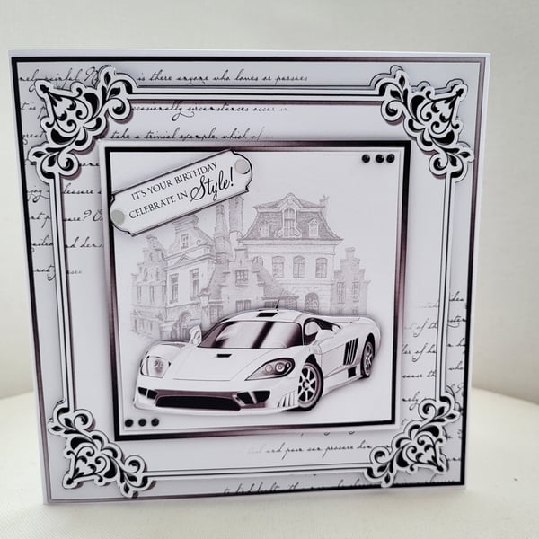 Sports car birthday card, birthday card for him. Sports car lovee card