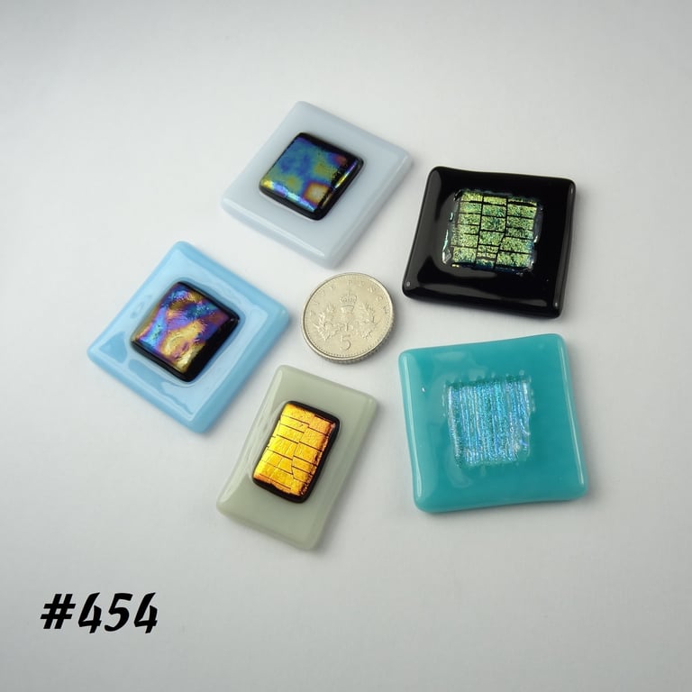 5 mixed glass cabochons, accessory glass, jewellery making, multicoloured (454)