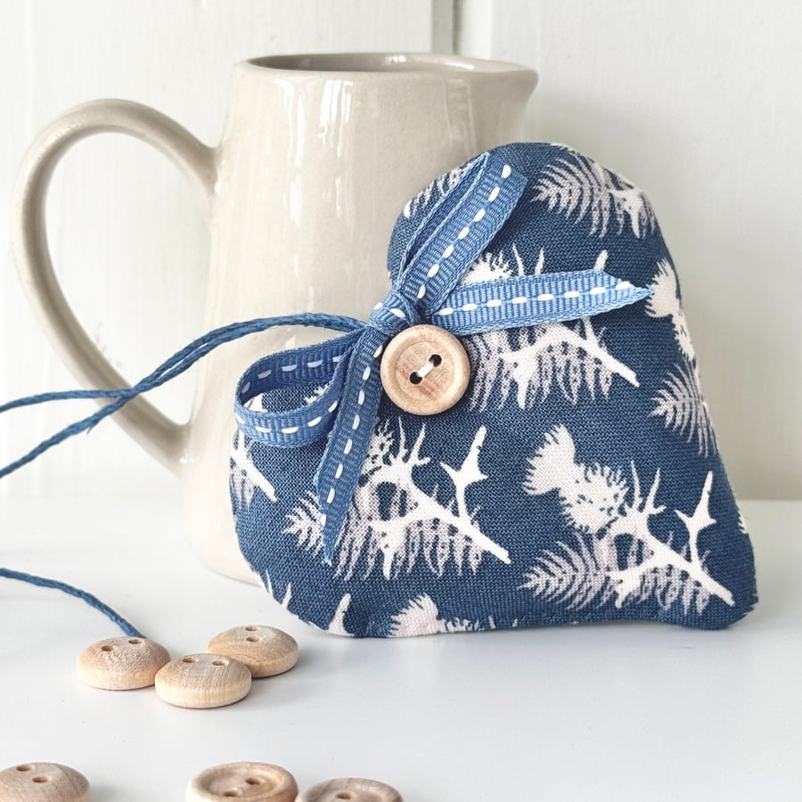 SALE - SCOTTISH THISTLE FABRIC HEART DECORATION