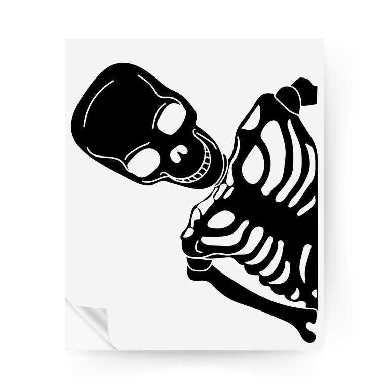 Skeleton Window Sticker 01: Halloween Window Decal, Spooky Season Skeleton Decor