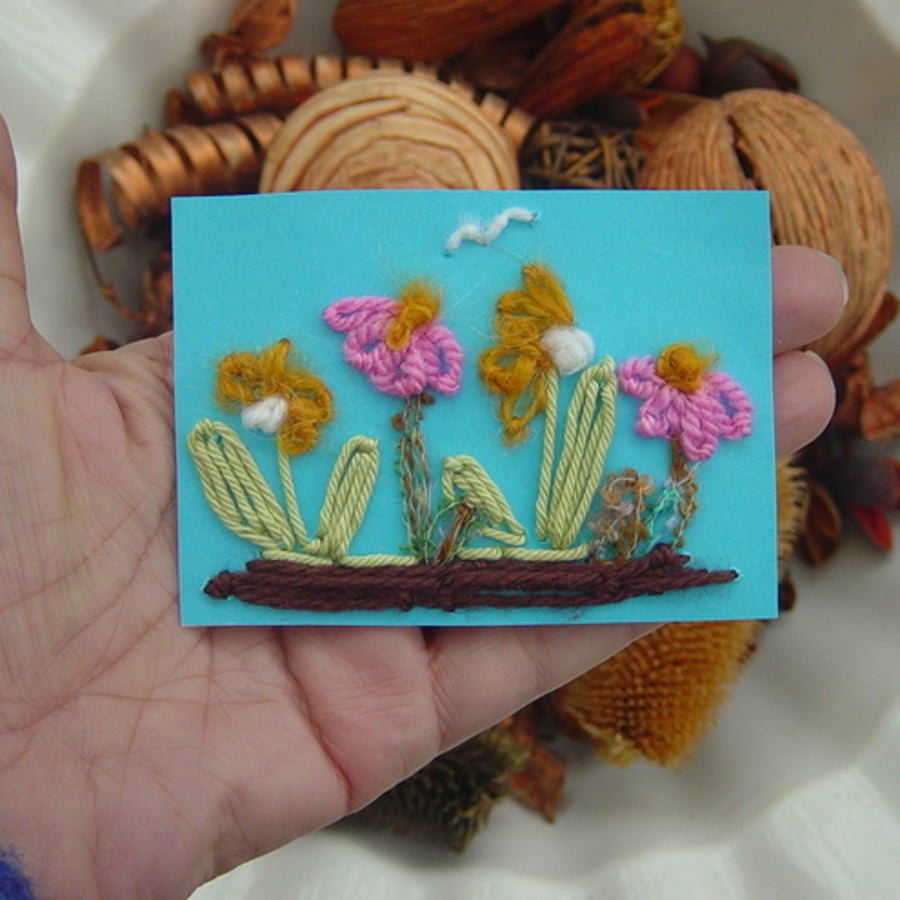 Japan Appeal Item!  Floral Scene Mixed Media ACEO.