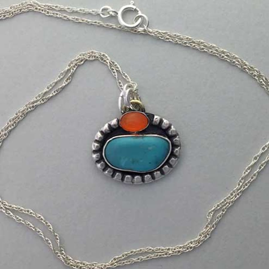 Turquoise Nugget and Carnelian pendant 2 - Turquoise nugget 