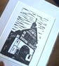 'The Town Hall.' Original handprinted linocut print.  - Image 4