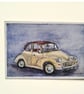 Original ACEO Miniature Watercolour Painting Classic Moggie Minor  Car - Image 3