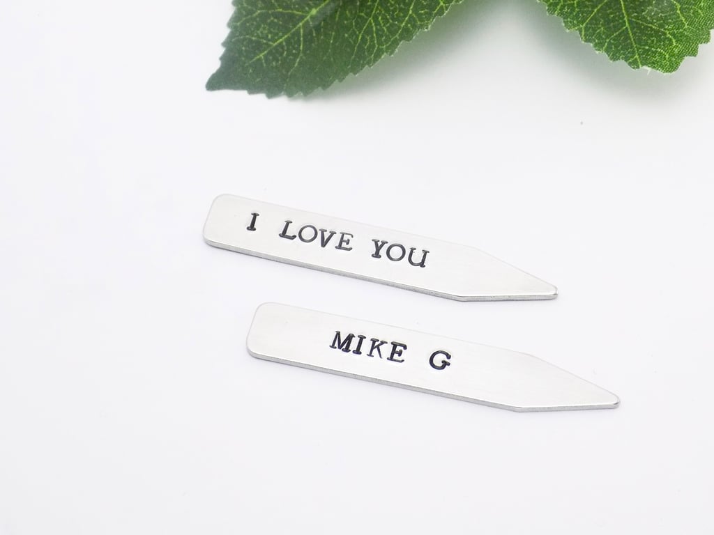 Personalised Silver Collar Stays – 10th Anniversary Gift for Him, Gifts for Men