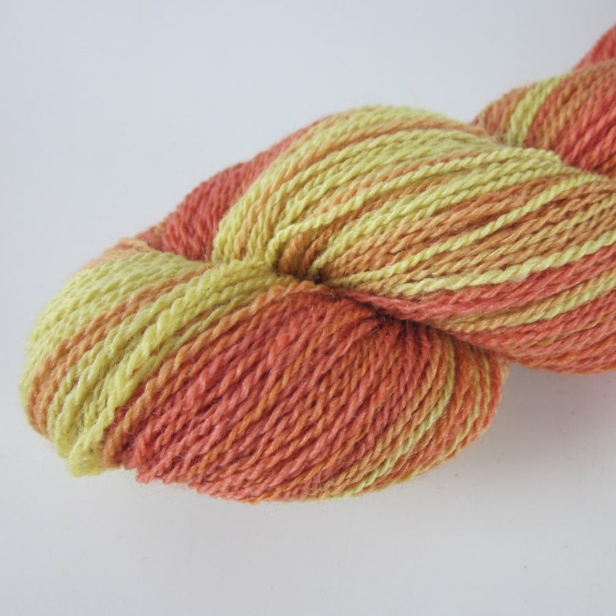50g Sunrise Space Dyed Natural Dye Laceweight Wool Silk Yarn