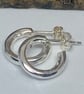 Handmade Sterling Silver Huggy Earrings Hoop Studs Small Silver Hoops - Image 4