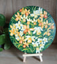 Daffodils original painting on circular thin wood.  Springtime decoration.    - Image 1