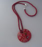 Red Glass Pendant on Red and Black Braided Rope - Image 3