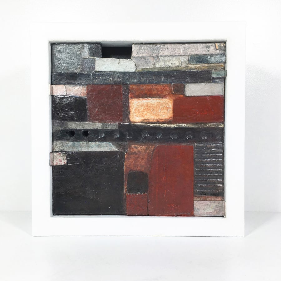 Mixed Media Abstract Assemblage Collage Art inspired by architecture, industrial