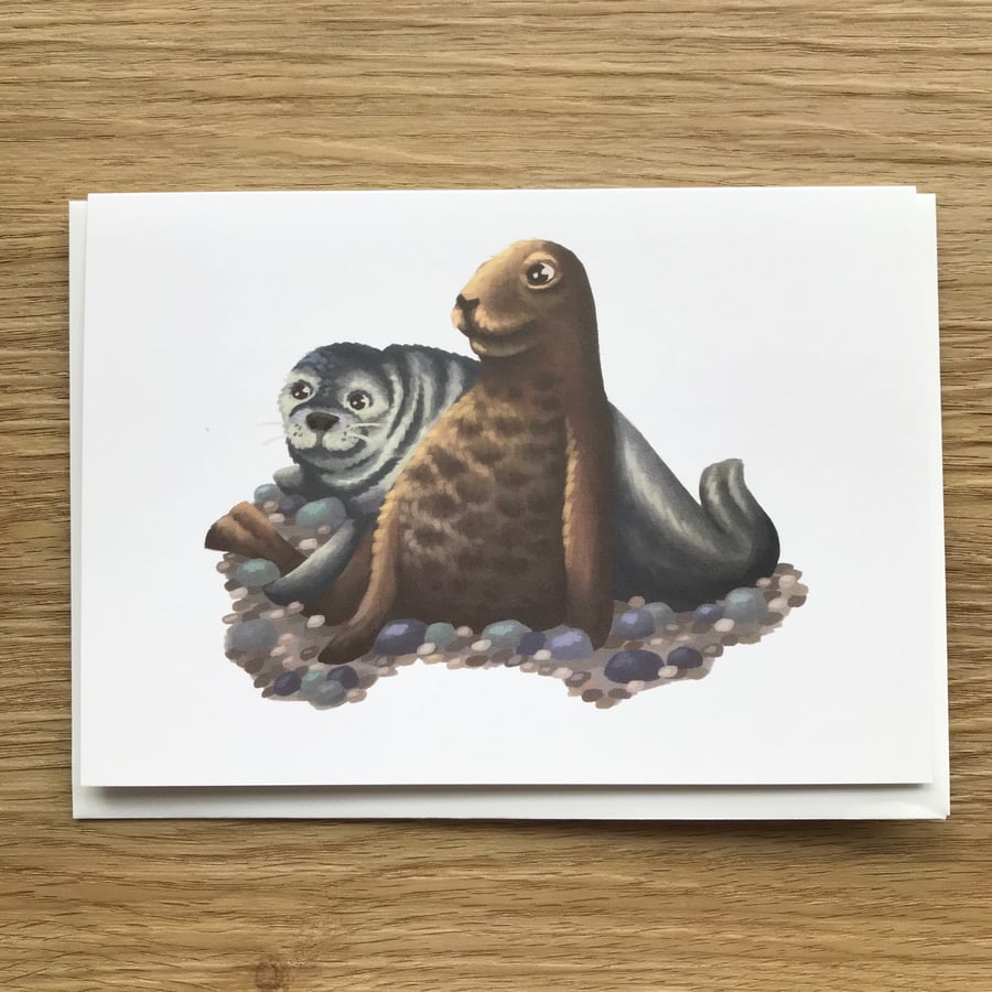 Pair of Seals Blank Greeting card
