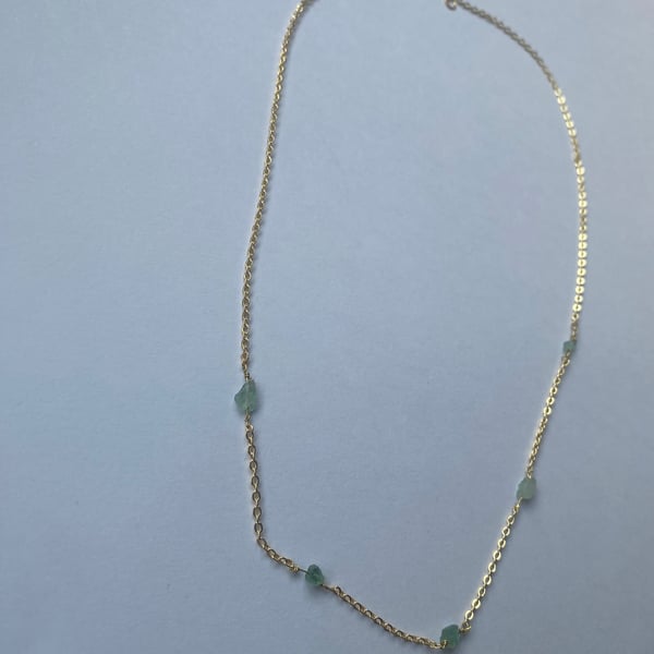 Aurielle – Delicate Emerald Gemstone designer handmade Necklace gold plated 