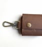 Rustic Brown Full Grain Leather Key Case Silent Snap Wrap Handmade UK - Image 6