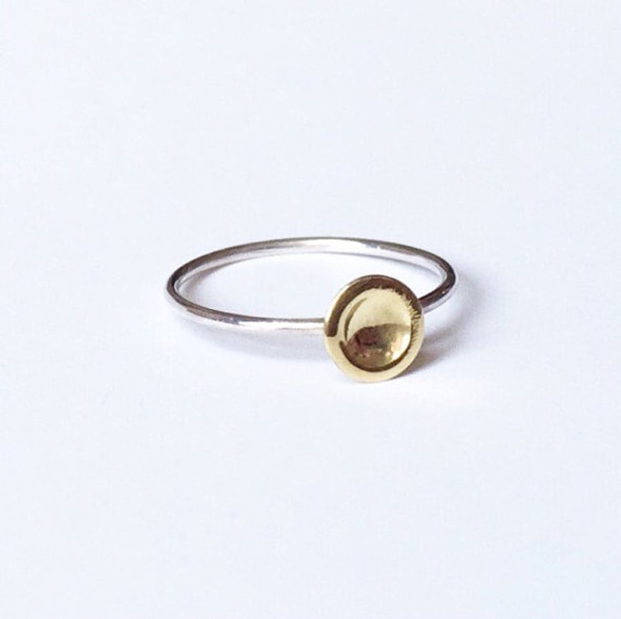 Sterling silver and brass dot ring