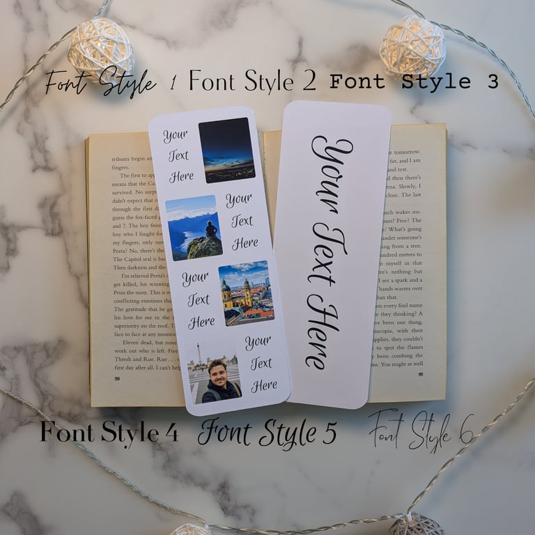 Personalised Photo Bookmark - Add your own 4 Photos & Text Keepsake Bookmark 