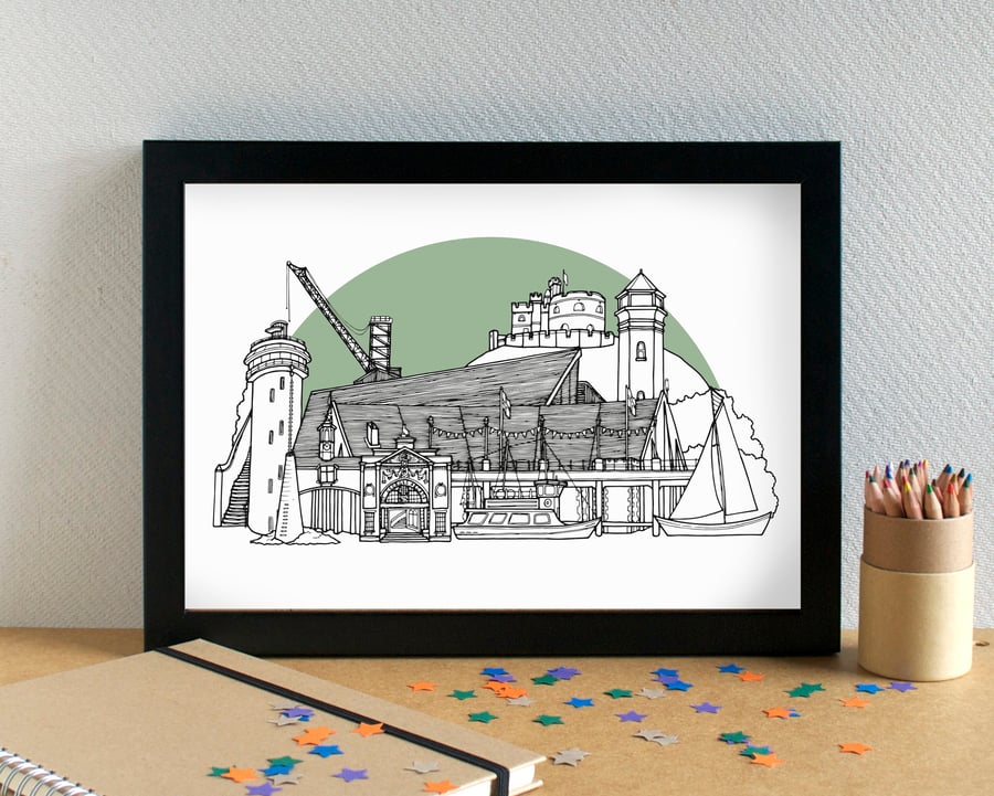 Falmouth Skyline Art Print