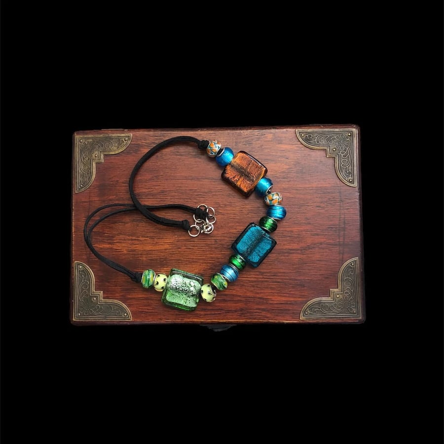 Statement Necklace With Colourful Glass Beads