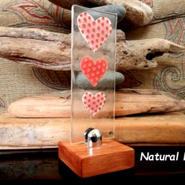 Handmade Fused Glass 'Love Hearts' Picture