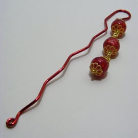 Red Crackle Glass Bookmark