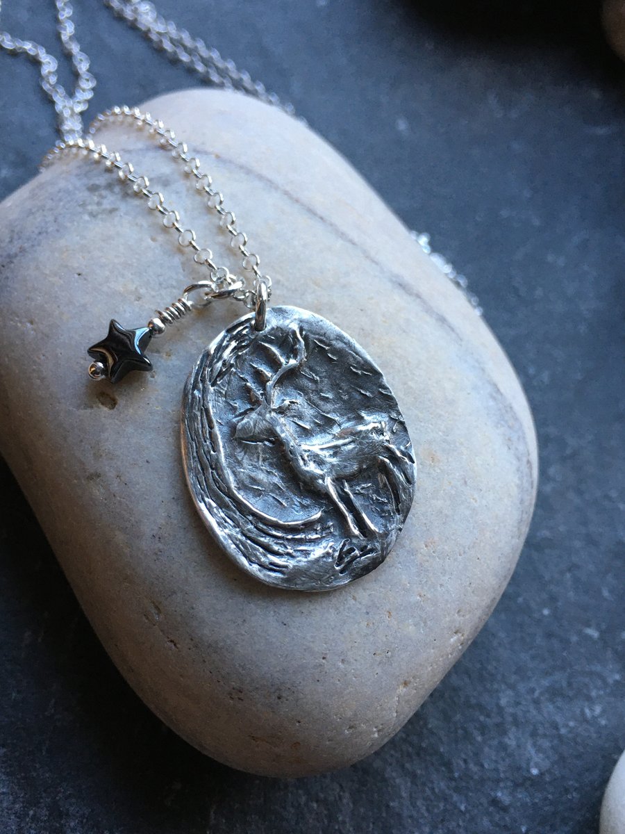 Stag and tree pendant