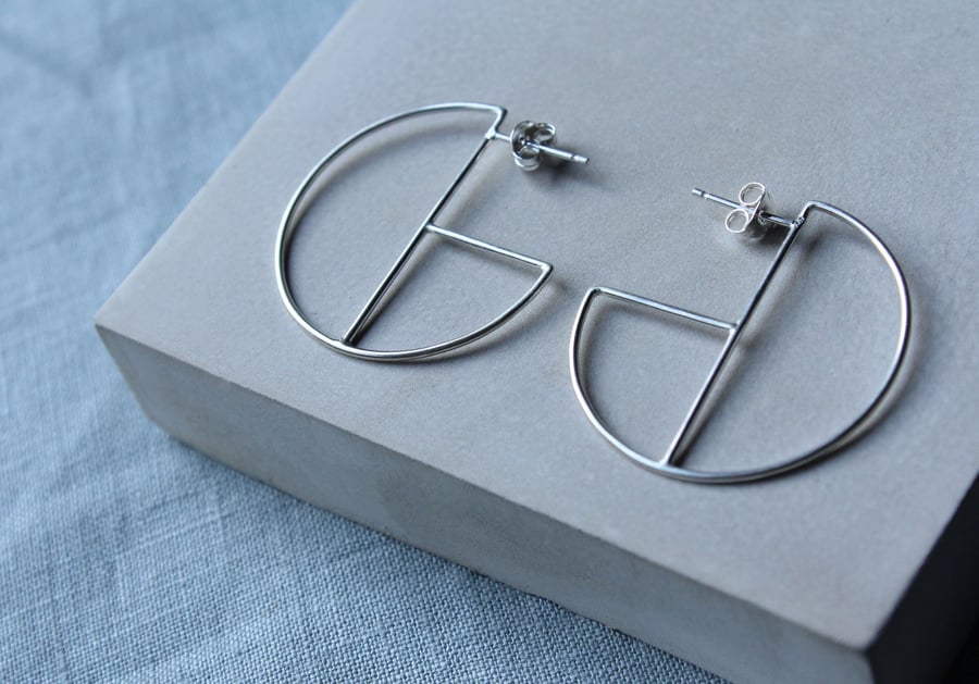 Silver hoops, hoop earrings, silver earrings, geometric jewellery,