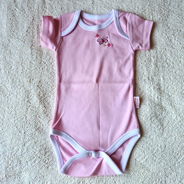 Butterfly, baby vest, age 9-12 months, hand embroidered