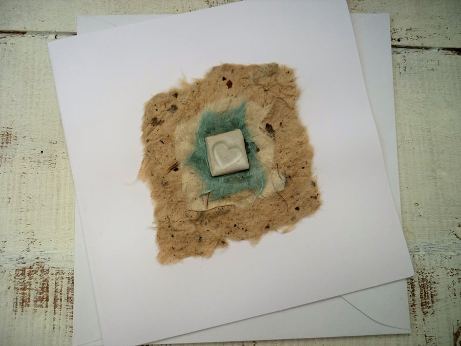 Handmade ceramic Gift card, blank greetings card, ceramic design 