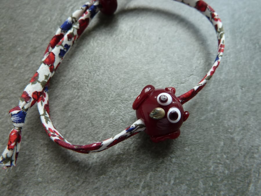 liberty fabric adjustable bracelet, owl