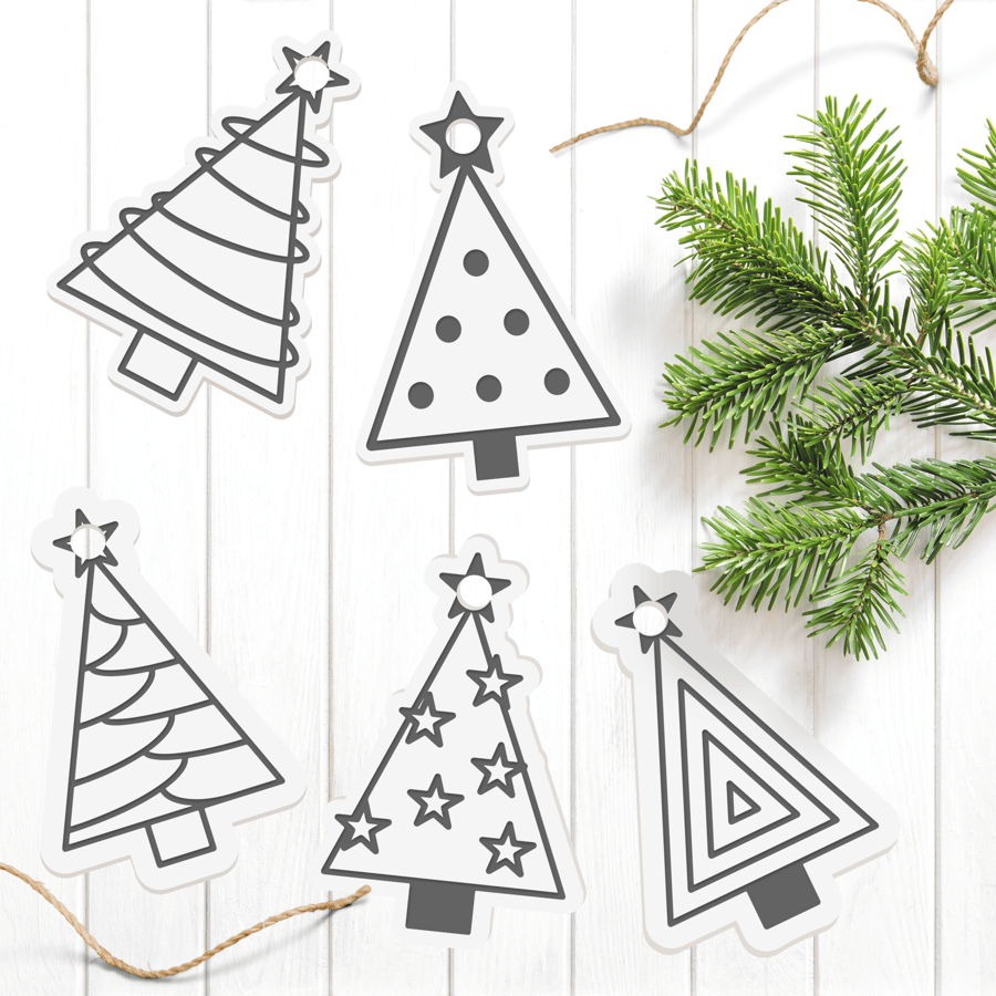 Tree Bauble Set - Acrylic Christmas Tree Bauble Set, x6 White Xmas Ornaments 