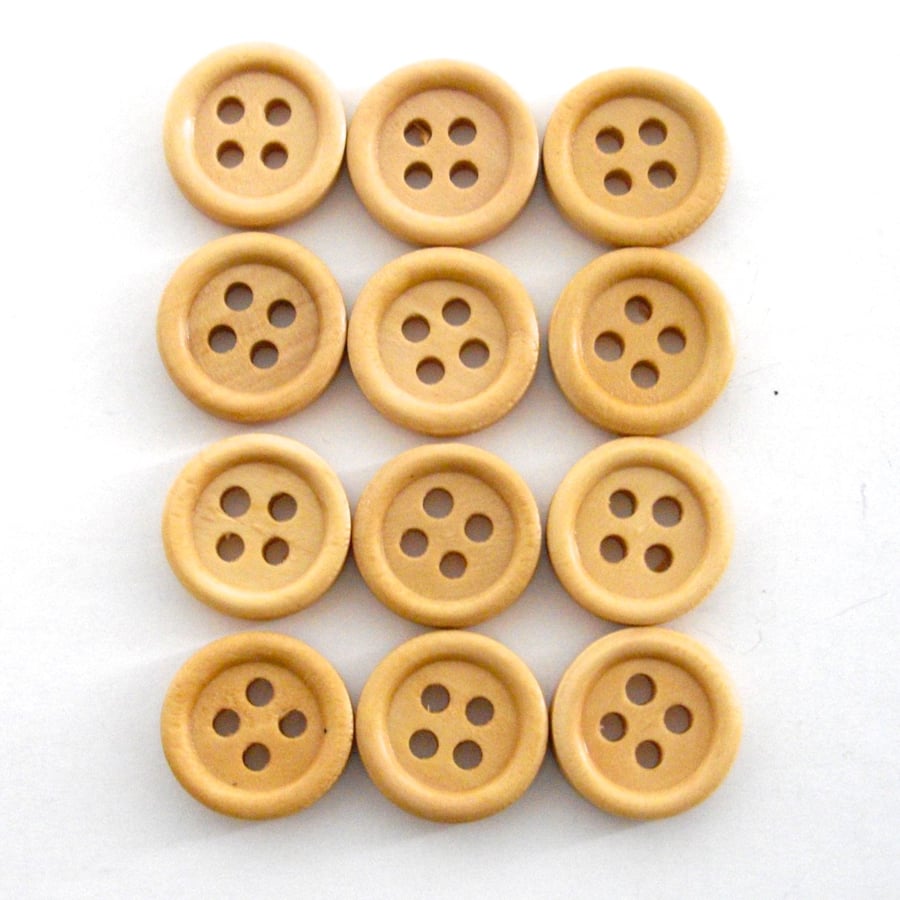 12 x Wooden Buttons - Folksy