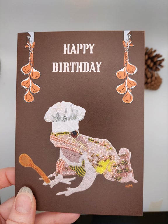 Chef Frog funny birthday card