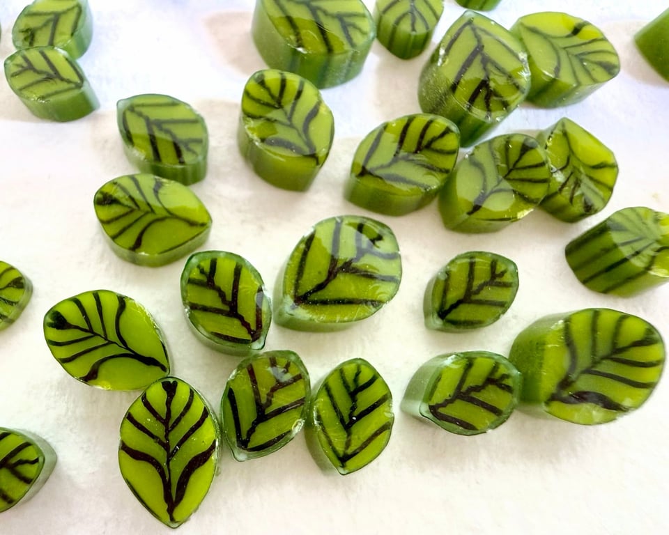 Spring green leaf murrini made with Bullseye 90coe glass