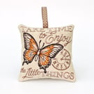 Orange Butterfly Inspirational Quotes Nature Medley Linen Lavender Bag 