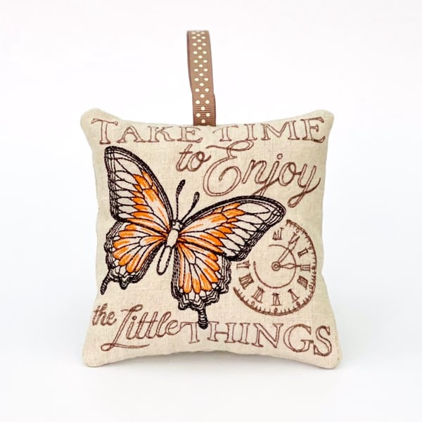 Orange Butterfly Inspirational Quotes Nature Medley Linen Lavender Bag 