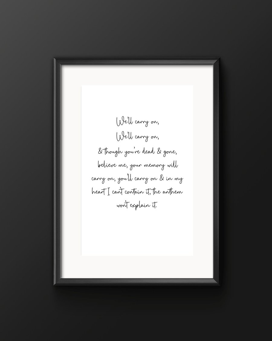 Black Parade Lyrics - MCR My Chemical Romance - music print - minimalist