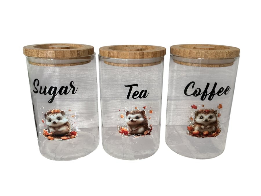 Canisters Tea Coffee Sugar Hedgehog