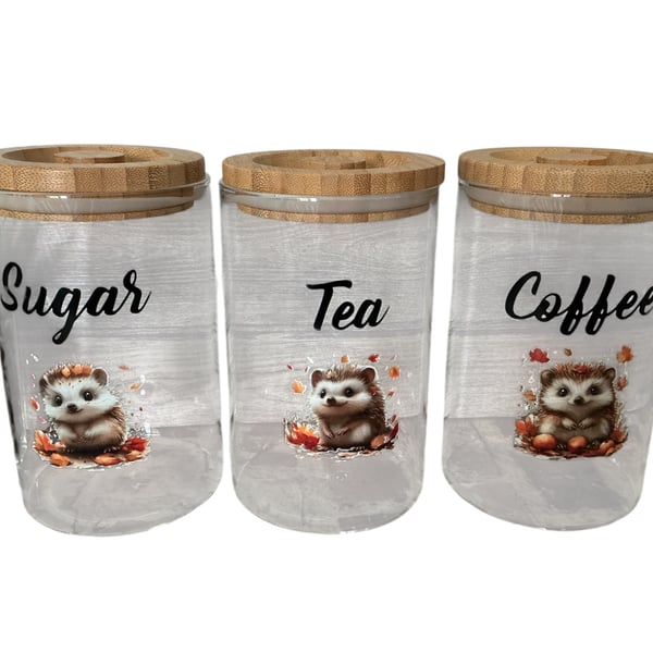 Canisters Tea Coffee Sugar Hedgehog