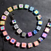 Rainbow Flower Mosaic Polymer Clay Necklace 18 inch