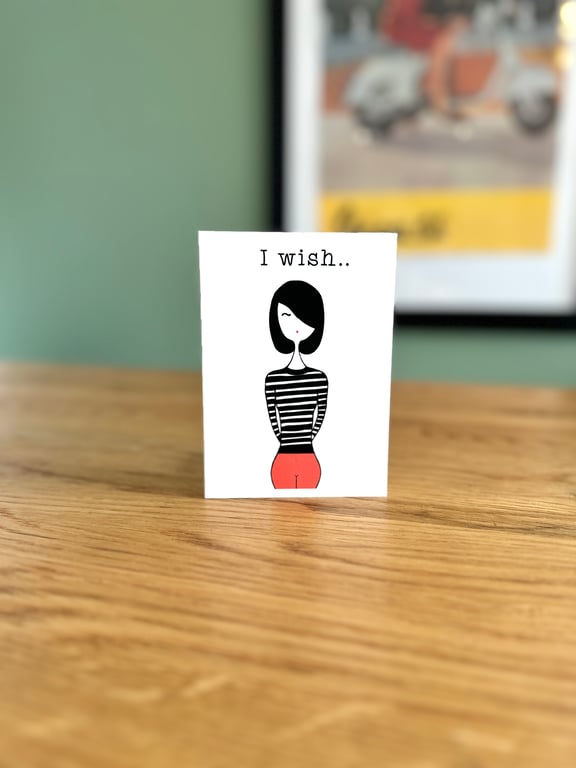 I Wish..... Greeting Card 1960s Mod Girl Subculture Beatnik
