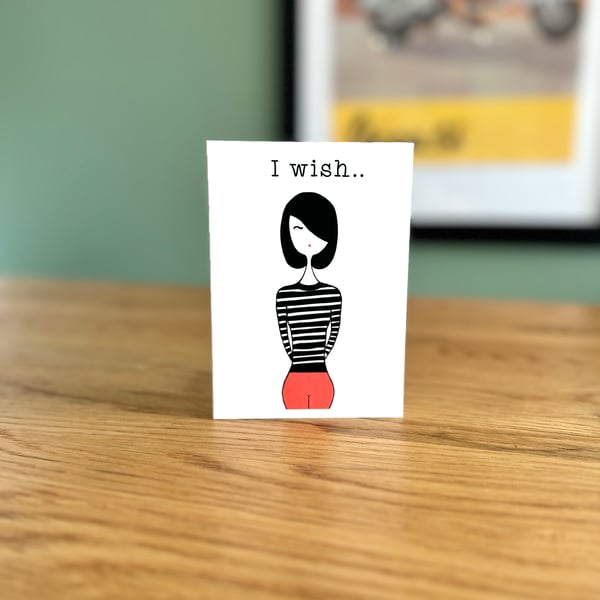 I Wish..... Greeting Card 1960s Mod Girl Subculture Beatnik