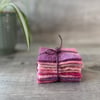 10 Dyed Vintage Wool Felt Pieces  3 Inch Squares Pinks and Purples 