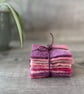 10 Dyed Vintage Wool Felt Pieces  3 Inch Squares Pinks and Purples 