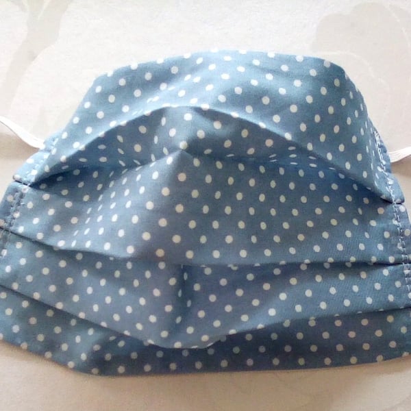 Face Mask Blue and White spot