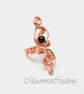 Black agate Wire wrapped shiny copper ring ,Adjustable copper ring, wire wrapped - Image 3