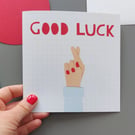 Good Luck card with crossed fingers