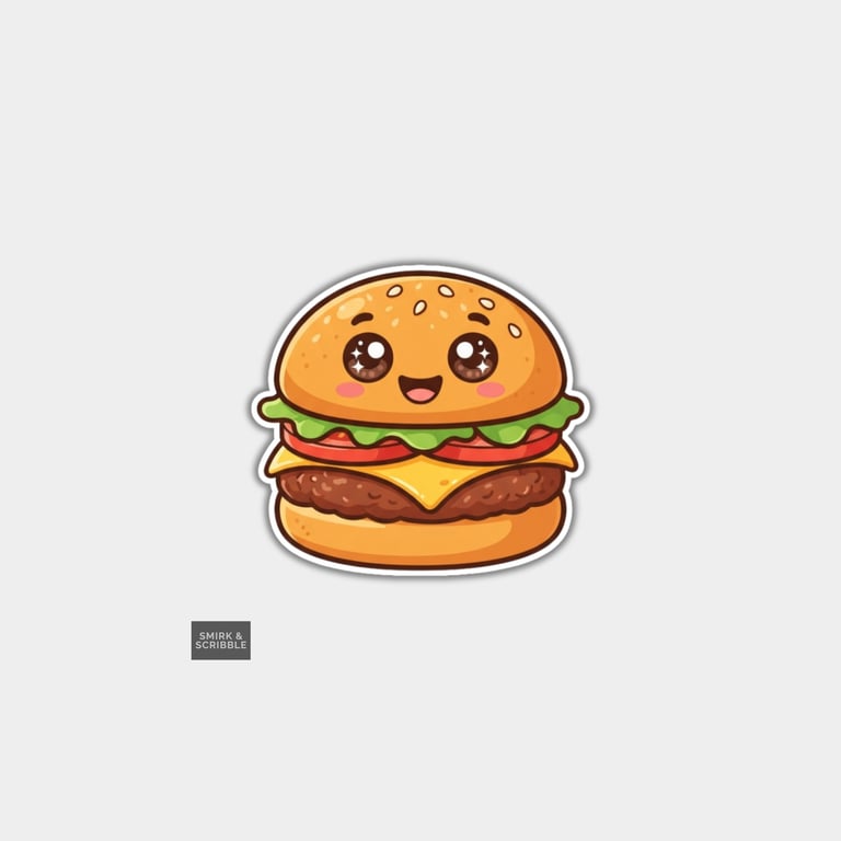 Funny Vinyl Die Cut Sticker For Adults - Cute Kawaii Burger